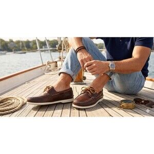 Sperry Authentic Original 2‑Eye Boat Shoes Men’s 11 Brown Leather Deck Moc